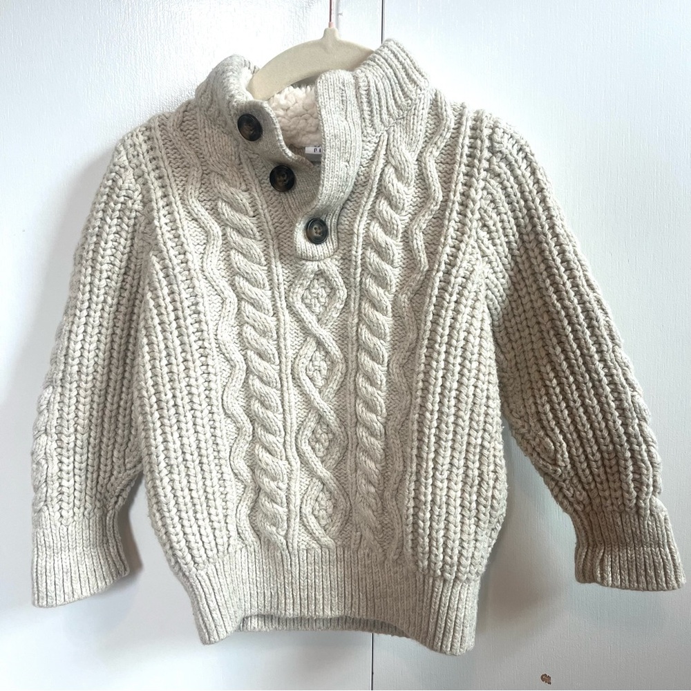 GAP BabyGAP Boys Girls Size 2 (2T) Cream Cable Knit Sweater